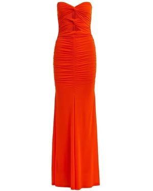 Essentiel Antwerp Strapless Ruched Maxi Dress - Red