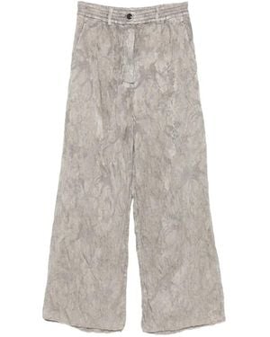 Masnada Broek Met Wijde Pijpen En Jacquard - Wit