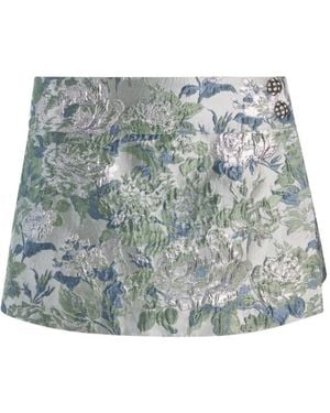 Alice + Olivia Floral-Jacquard Somers Skort - Gray