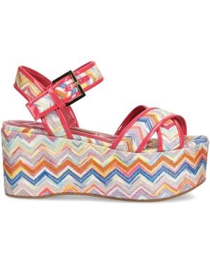 Missoni 85Mm Zigzag-Patterned Platform Sandals - Red