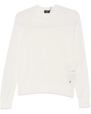 Etro Logo-Plaque Crew-Neck Jumper - White