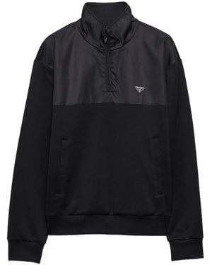 Prada Half-zip logo-plaque sweatshirt - Schwarz