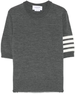 Thom Browne Fine Merino Wool Short-Sleeved Tee - Gray