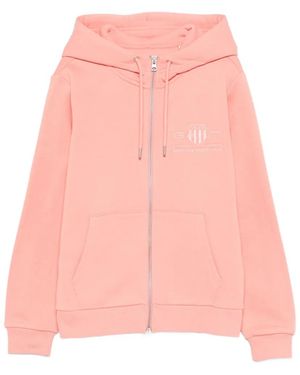 GANT Tonal Shield Hooded Zip-Up Cardigan - Pink