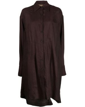 Ziggy Chen Layered Draped-Detail Shirtdress - Brown