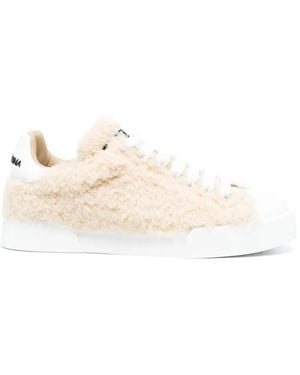Dolce & Gabbana ロゴエンボス レザースニーカー - ナチュラル