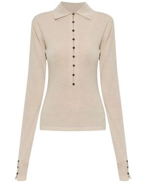 Jacquemus The Merino Long-Sleeve Polo Shirt - Natural