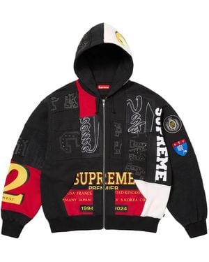 Supreme Patchwork Zip-Up Hoodie - Red