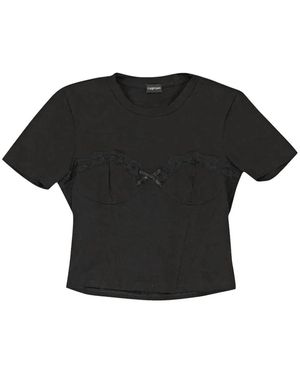 CALLIPYGIAN Lace-Trim Bustier T-Shirt - Black