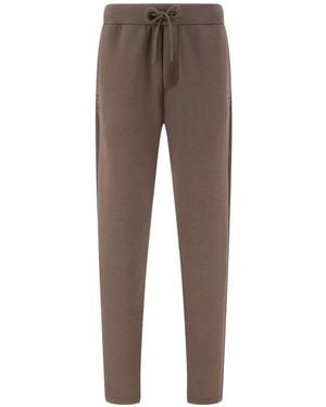 Paul & Shark Fleece-Cotton Track Trousers - Brown
