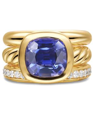 David Yurman Anillo Dy Mercer En Oro Amarillo De 18 Ct Con Diamante E Iolita - Azul