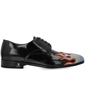 Philipp Plein Schnürschuhe Mit Flammendetail - Schwarz