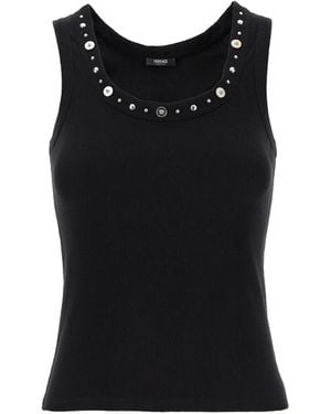 Versace Medusa-Plaque Studded Tank Top - Black
