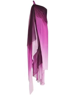 Oscar de la Renta One-Shoulder Dégradé Maxi Gown - Purple