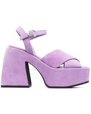 NODALETO Crossover-Strap 120Mm Platform Sandals - Purple