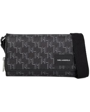 Karl Lagerfeld K/Voyage Monogram Zip-Around Crossbody Bag - Black