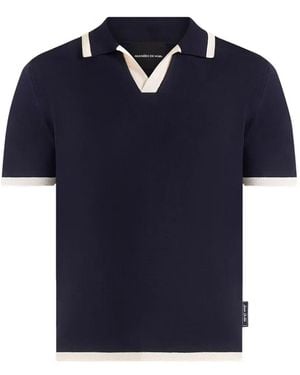 Manière De Voir Lambert Contrast Detail Knit Polo Shirt - Blue