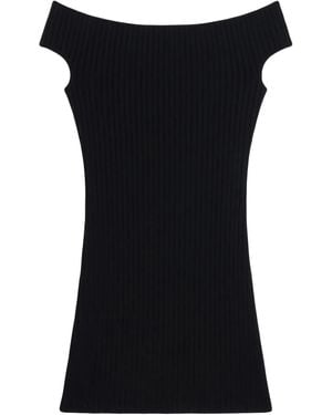 Ami Paris Off-Shoulder Mini Dress - Black
