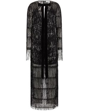 Nina Ricci Robe Longue Orné De Sequins À Franges - Noir