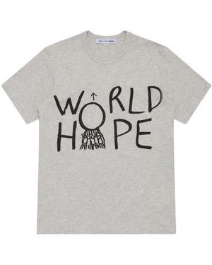 Comme des Garçons Front-Print Cotton T-Shirt - Grey