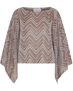 Marella ヘリンボーン ルレックスブラウス - ブラウン