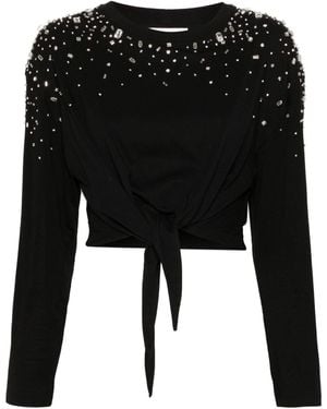 Sandro Rhinestoned Tie Top - Black