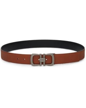 Ferragamo Reversible And Adjustable Gancini Belt - White