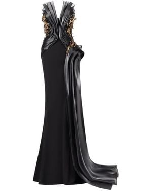 Gaby Charbachy Ruffled Sequin-Embellished Gown - White