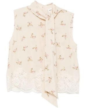 P.A.R.O.S.H. Floral-Print Lace-Trim Blouse - White