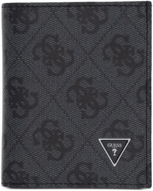 Guess Milano Monogram-Print Logo-Plaque Wallet - Black