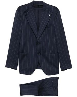 Luigi Bianchi Pinstripe-Pattern Peak-Lapel Suit - Blue