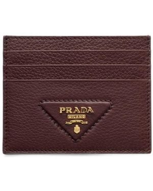 Prada Leather Card Holder - Purple