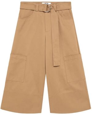 MSGM Pantaloni Crop Con Cintura - Bianco