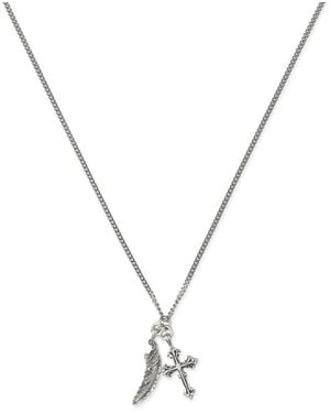 Emanuele Bicocchi Feather And Cross Necklace - Metallic
