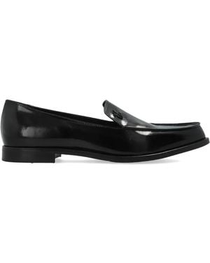 Emporio Armani Icon Logo Detail Leather Loafers - Black