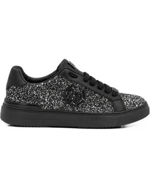 Philipp Plein Hexagon Glitter-Embellished Sneakers - Black