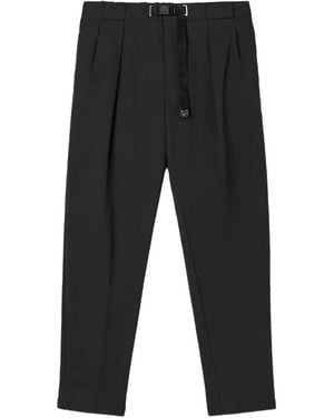 White Sand Buckle-Fastening Pleated Trousers - Black