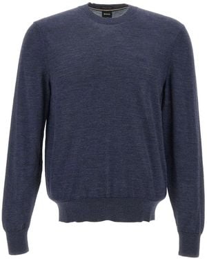 BOSS Embroidered-Logo Jumper - Blue