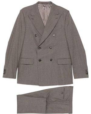 Caruso Costume À Petits Carreaux Et Boutonnière Croisée - Grey