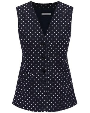 Max Mara Polka-Dot Sleeveless Jacket - Blue