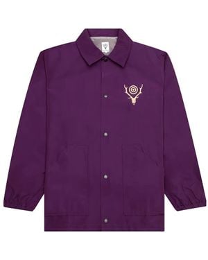 South2 West8 Logo-Print Overshirt - Purple