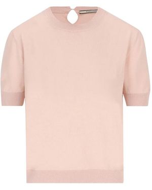 Tagliatore Short-Sleeve Silk Top - Pink
