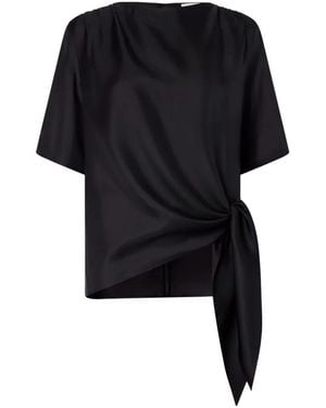 Loulou de Saison Mano Asymmetric Knot Top - Black