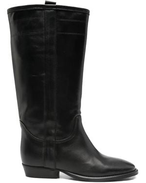 GISÉL MOIRÉ Leather Boots - Black