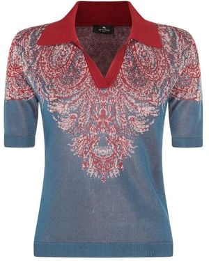 Etro Paisley-print polo shirt - Azul