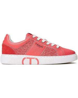 Twinset Lace-Panelled Sneakers - Red