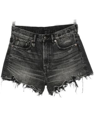 R13 Distressed Frayed-Edge Shorts - Black