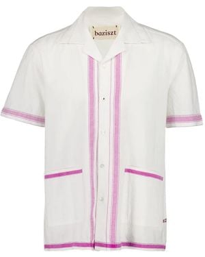 BAZISZT Stripe-Pocket Shirt - Pink