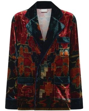 Pierre Louis Mascia Kanpur Geometric-Print Buttoned Blazer - Black