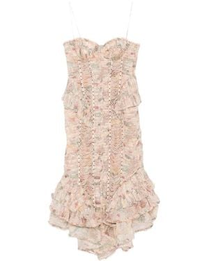 Zimmermann Rebellion Midi-Jurk Met Ruches - Wit